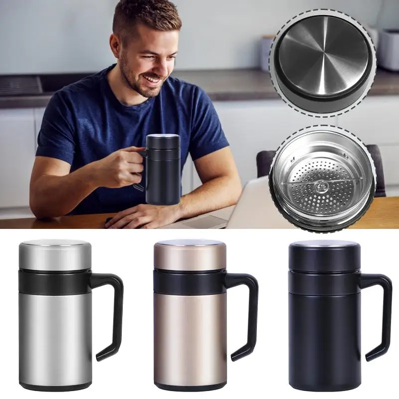 

Simple Mugs Fashionable 304 Stainless Steel Coffee Mug With Lid With Filter With High Beauty Tea Mug Gift Sealed Leak-proof