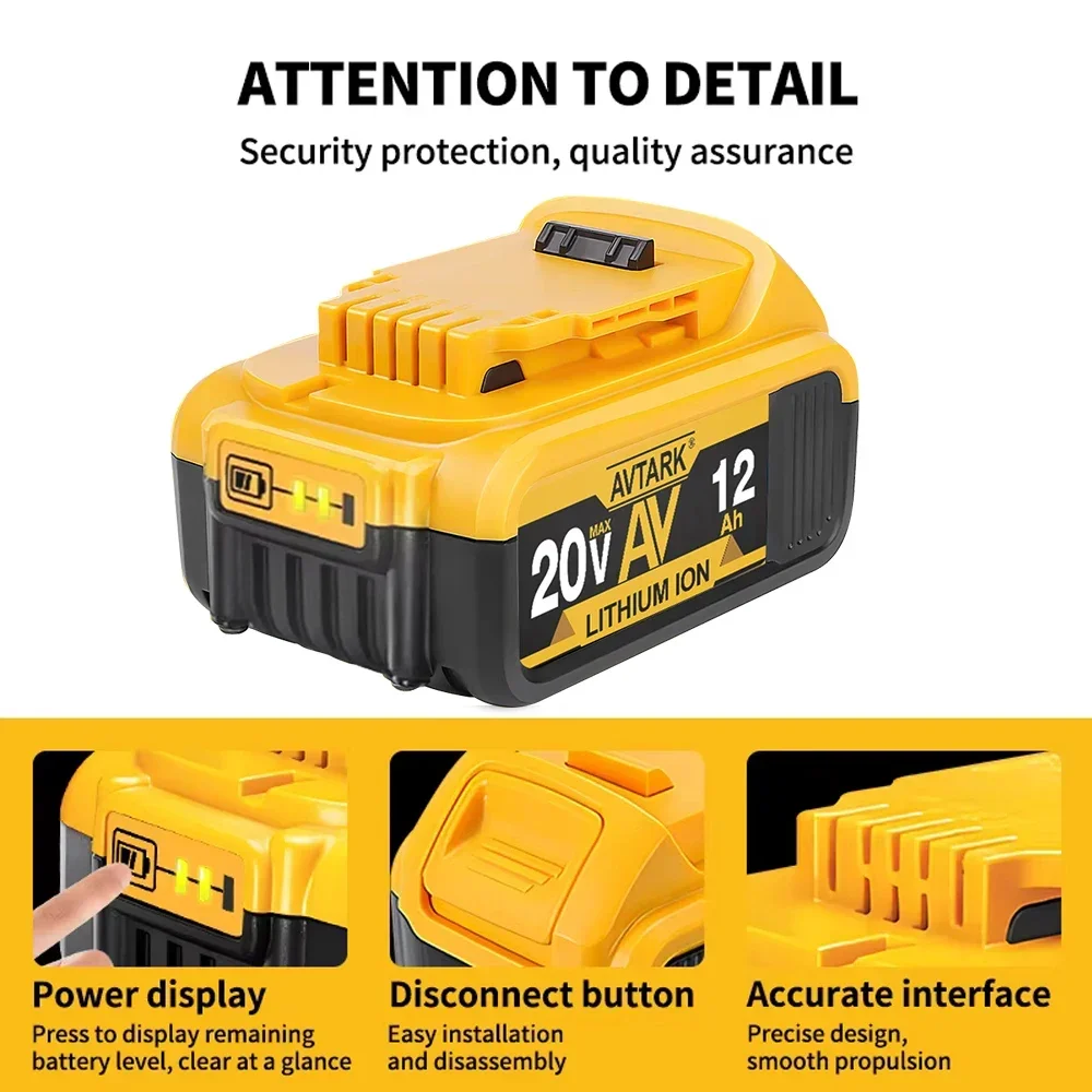 Фото 20 В для Dewalt, новый 100% оригинальный аккумулятор для электроинструмента 12000 мАч DCB206 20 В 12,0 Ач аккумулятор DCB206 20 В DCB205 DCB200 №2