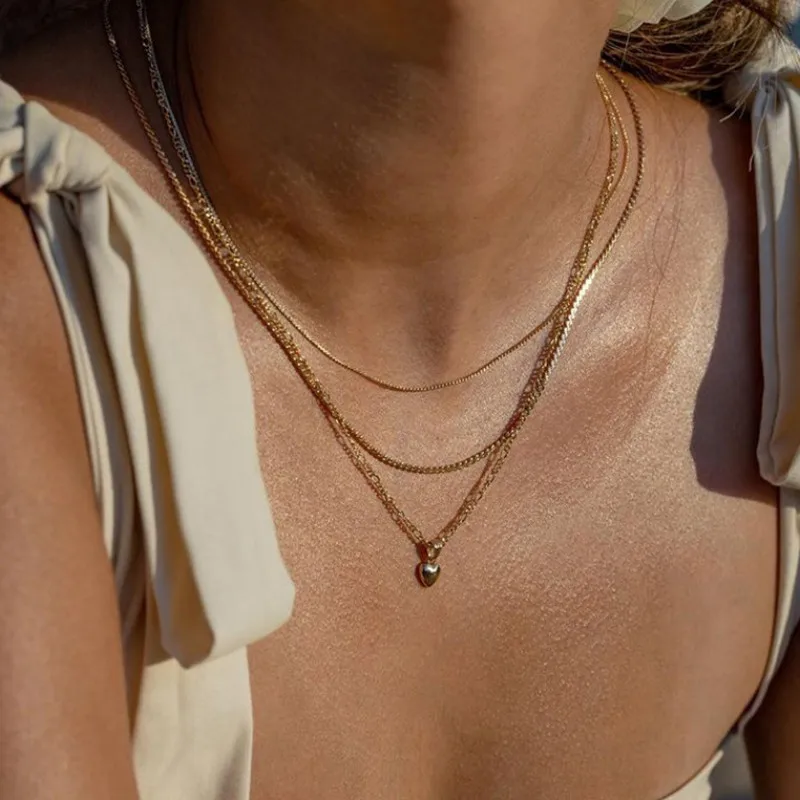 

New Multi-Layered Necklace Creative Sweet Heart Pendant Clavicle Chain