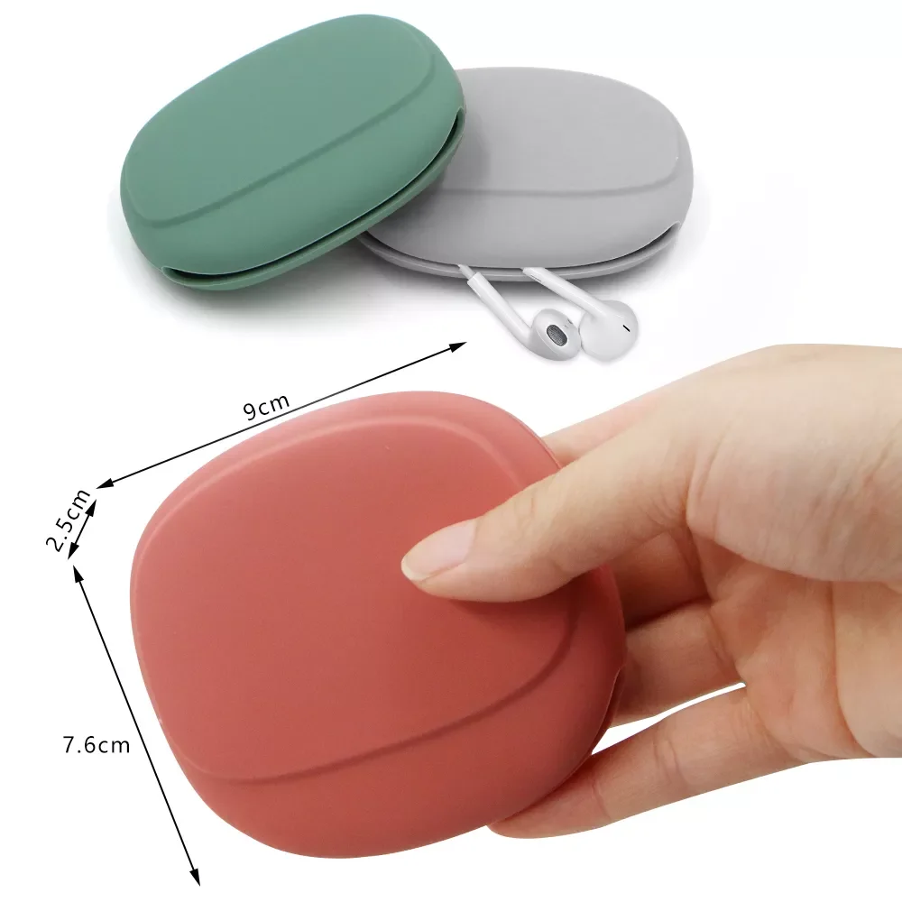 

Portable Data Cable Headphone Storage Box Simple Mobile Phone Data Cable Organizing Bag Silicone Storage Box Cute coin purse