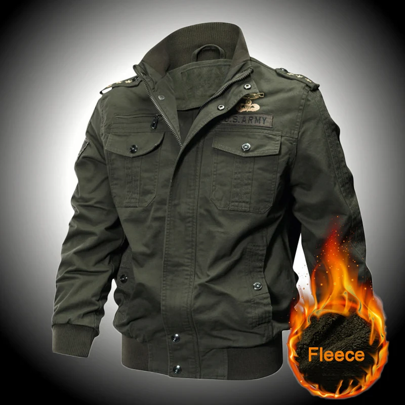 

Men Windbreaker Bomber Jacket Fleece Hiking Winter Military Jacket Casual Breathable Wear Resistant Fishing Men's Winter Coat