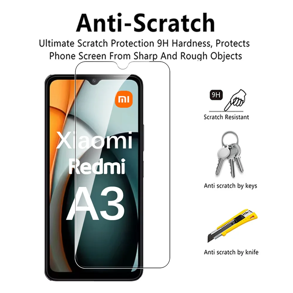 Стекло RedmiA3 4 шт. для Xiaomi Redmi A3x закаленное стекло A1 A1+ A2 A2+ Plus 10C 12C 13C 14C 9H Защитная
