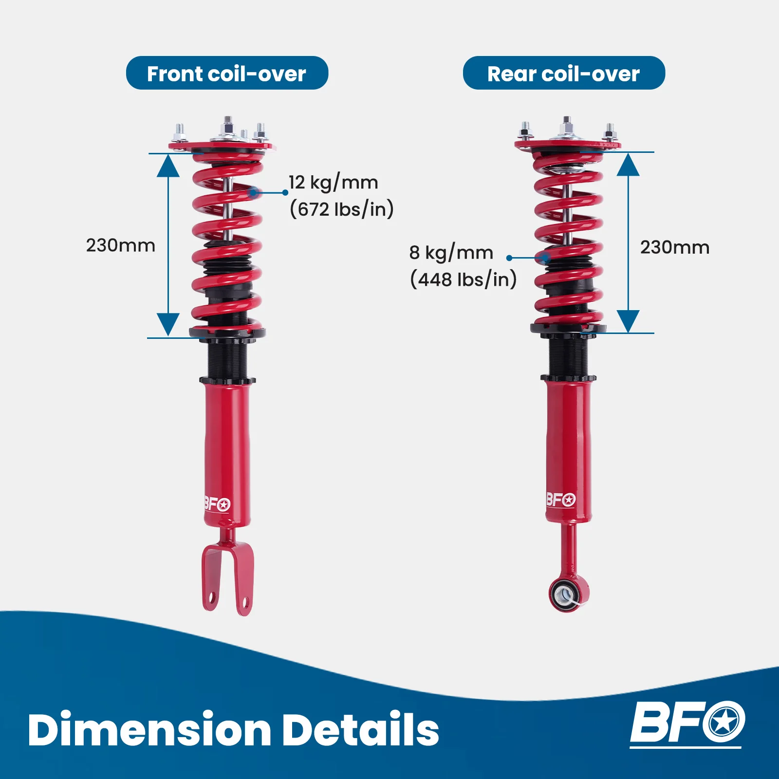 Комплект подвески койловеров для Lexus LS460 2007-2016 RWD ТОЛЬКО Амортизаторы
