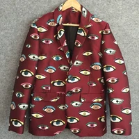 mens suit jacket party dress personality eyes printing suit jacket mens fashion brand clothes