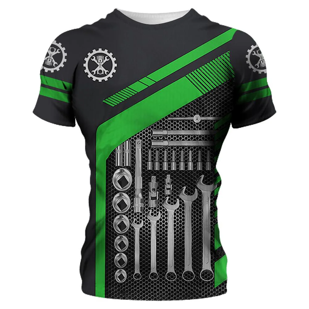 

Летняя винтажная Мужская футболка с персонализированным именем механика, 3D топы со сплошным принтом, мужские футболки 5xl, уличная футболка, ...