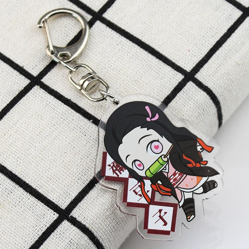 Металлический брелок для ключей в стиле аниме Demon Slayer: Kimetsu no Yaiba Tanjiro Nezuko Agatsuma Zenitsu