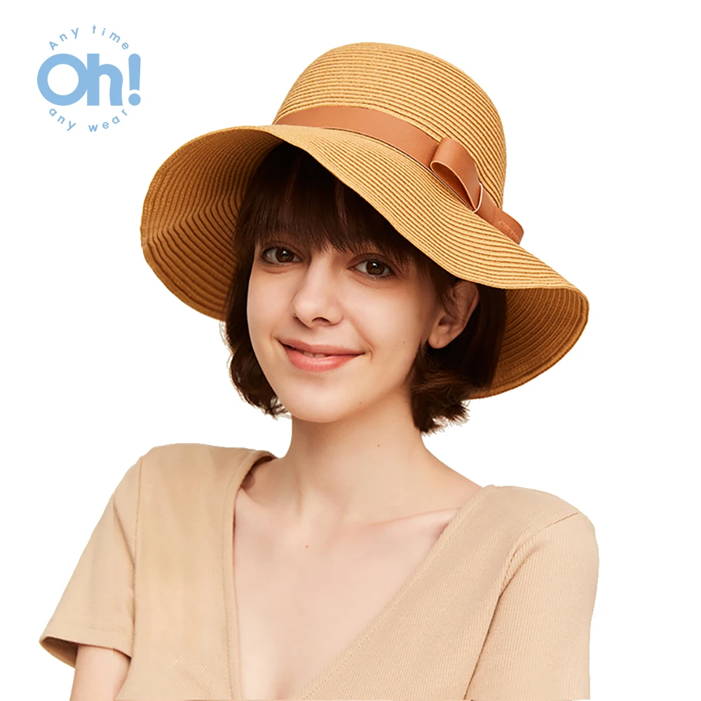 

Женские шляпы от солнца OhSunny, с УФ-защитой, с волнистыми краями и широкими полями, регулируемая пляжная шляпа, модные шляпы для женщин