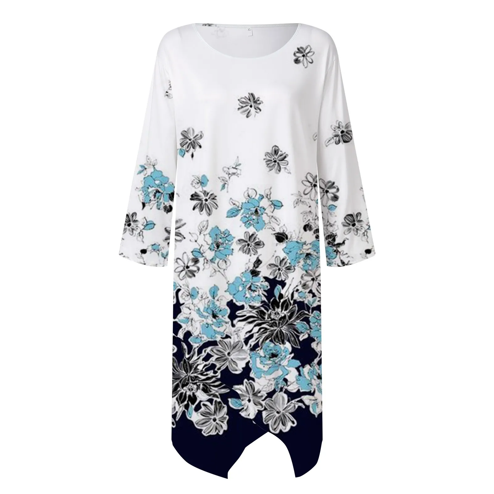 

Летнее осеннее винтажное платье, модное богемное повседневное модное платье с круглым вырезом и принтом, женское платье, элегантный сарафан