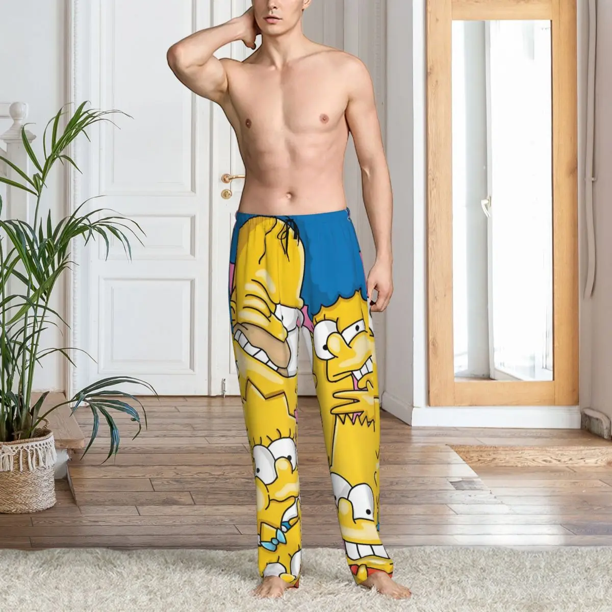 Мужские пижамные штаны Simpsons на заказ с принтом комидийных мультфильмов, одежда для сна, низ с карманами (art.: 3920d15031085) - 3920d15031085