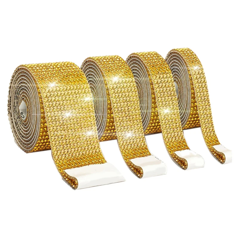 

Самоклеящиеся стразы с кристаллами в 4 рулонах, Бриллиантовая лента, блестящие ленты для декоративно-прикладного искусства, украшения авто...
