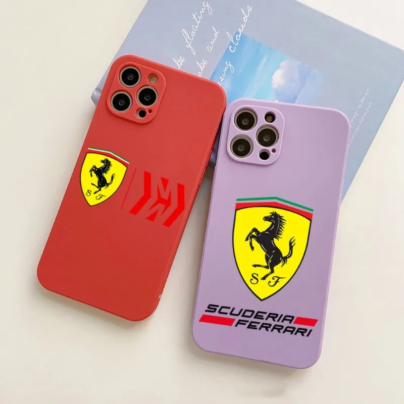 

Роскошный автомобильный чехол Ferrari, силиконовый чехол карамельного цвета для IPhone 14 12 13 11 Pro Max Mini X XR XS Max 7 8 Plus