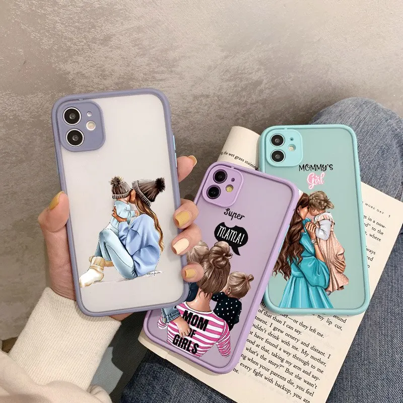 

Phone Case for Iphone 11 Pro 7 8 Plu SE 202012 13 Mini Max 6s S X XR XS Max Luxury Silicone Bumper Fundas Super Mom Cover