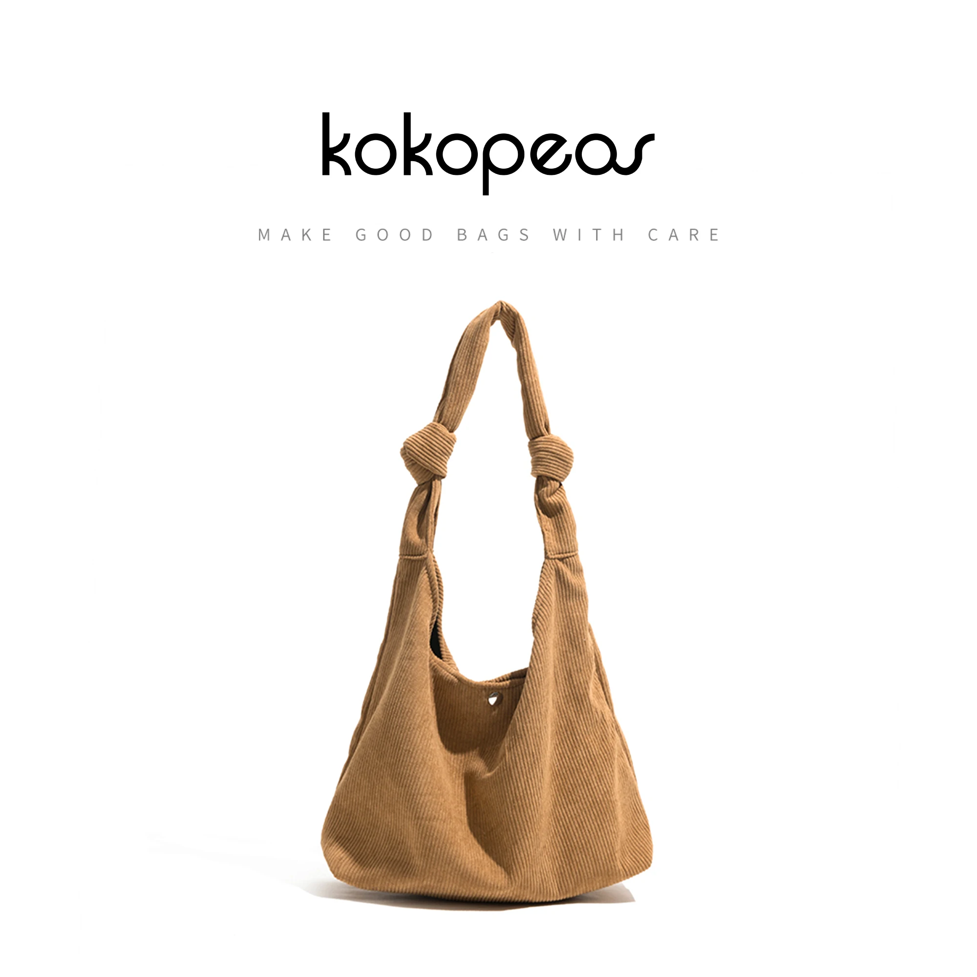 

KOKOPEAS Foldable Kont Corduroy Hobo Shopping Bag Large Reusable Grocery Tote Handbag Portable Women Work Shoulder Purse