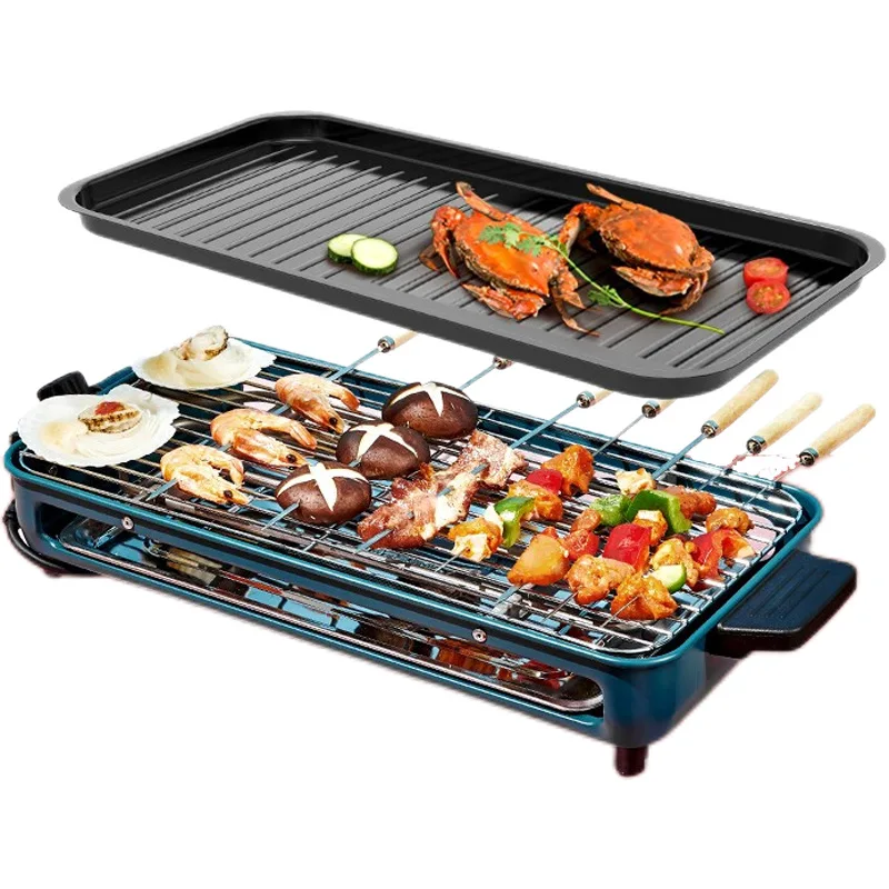 

220V Electric Heating Barbecue Grill Oven Smokeless Indoor Carbon Free Meat Kebab Roaster BBQ Pan Hotplate Griddle