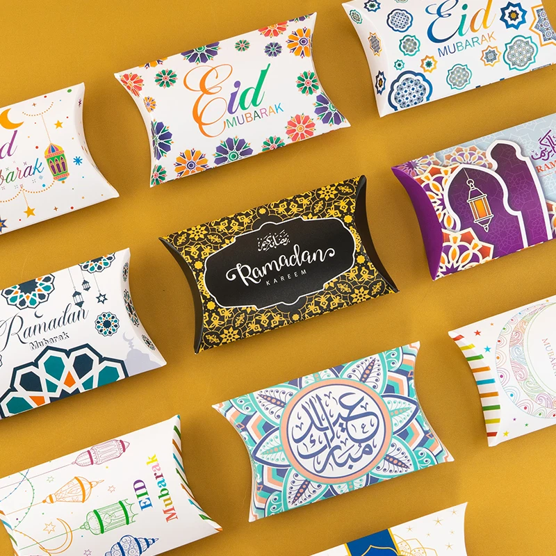 

10Pcs Eid Mubarak Gift Boxes Cookie Chocolates Packing Box Islam Muslim Baking Wrapper Party Decor Supplies