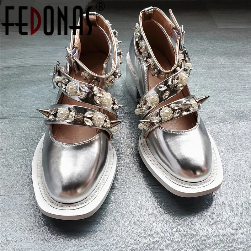 

FEDONAS Sexy Genuine Leather Women's Shoes Rhinestone Fahion Platform High Heels Pumps 2021 Autumn Newest Party Shoes Woman