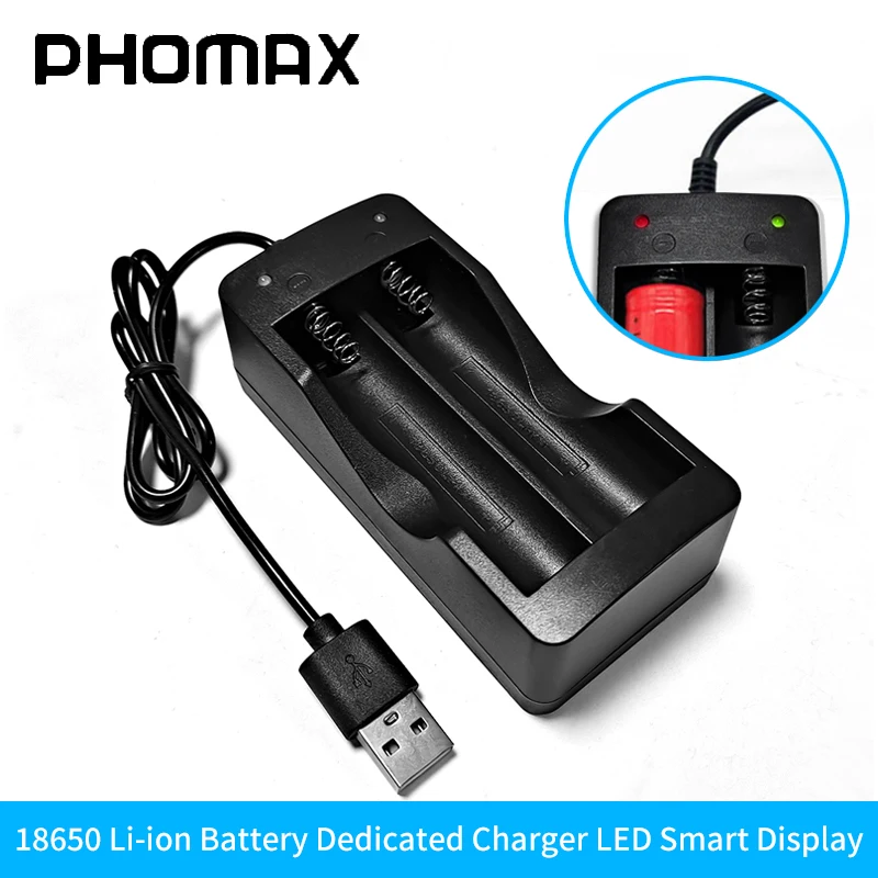 Зарядное устройство PHOMAX 18650 для литиевых батарей, умное зарядное устройство для литий-ионных батарей с USB-разъемом, портативное прочное зарядное устройство