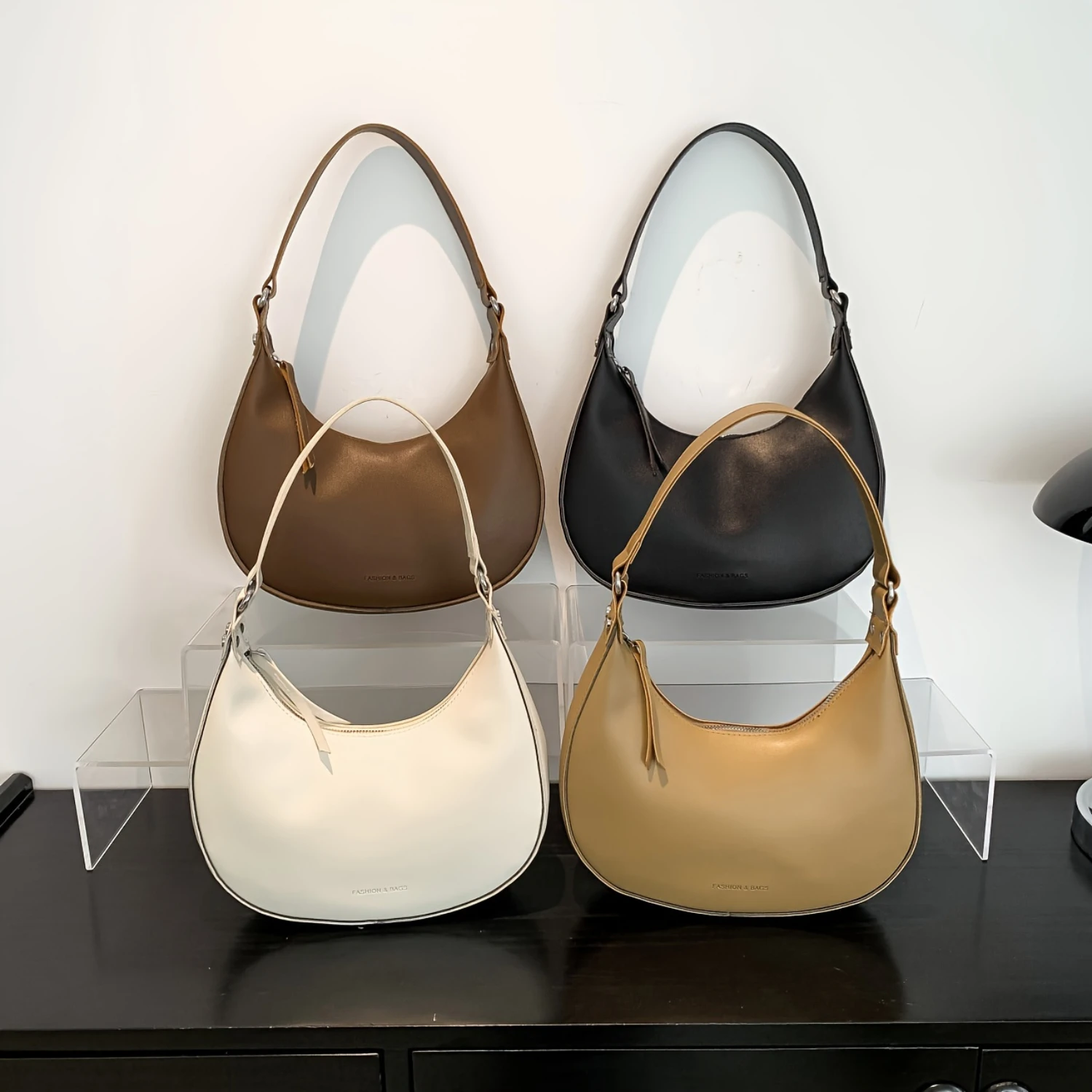 Сумка Хобо Женская однотонная универсальная сумка-полумесяц для подмышек