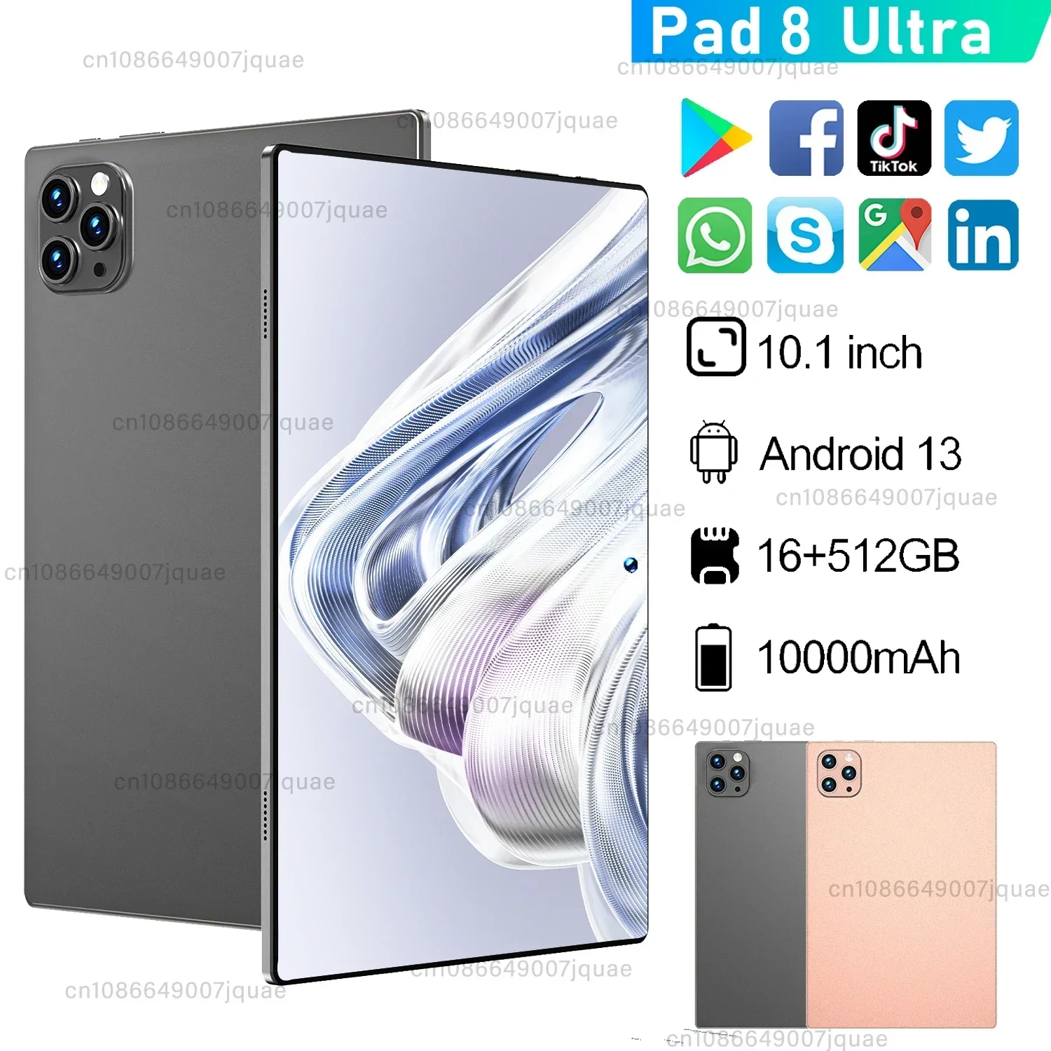 2024 НОВЫЙ оригинальный планшет Pad 8 ultra Android 13 16 ГБ 1T 10 1 дюйма 10000 мАч 5G Dual SIM