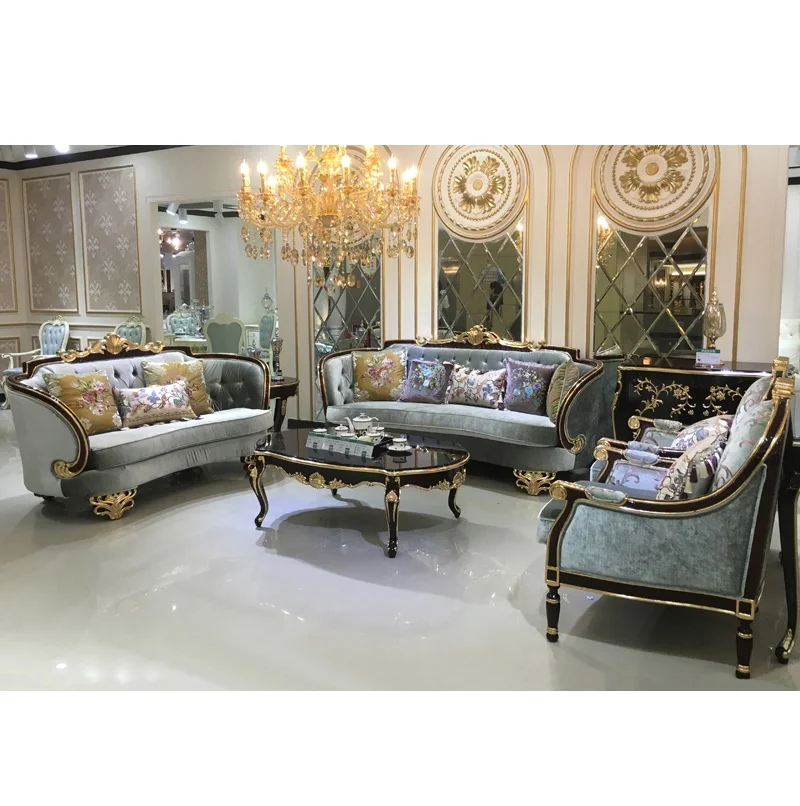 

European sofa fabric 123 combination neoclassical large family living room American solid wood luxury villa sofa decoration