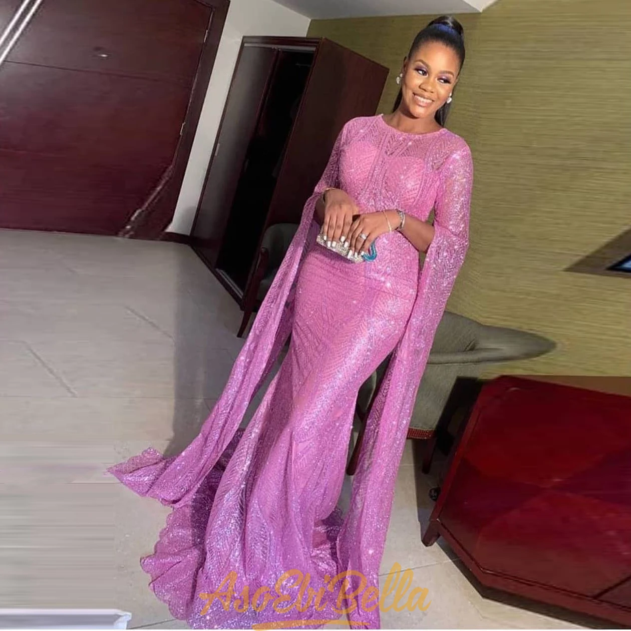 

vestidos elegantes para mujer Evening Dress Shawl Mermaid Long Sleeves abendkleider Party Formal Gowns Lace Custom Made