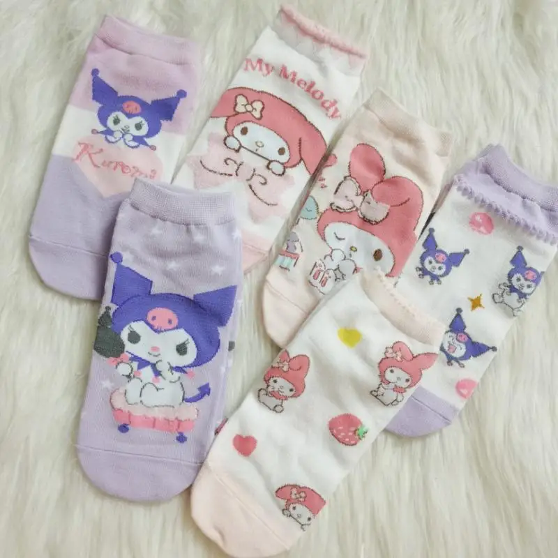 

New Kawaii Cute Sanrio Kuromi Mymelody Socks Boat Socks Cartoon Lovable Exquisite Fashion Sweat Absorption Gift Toys For Girls