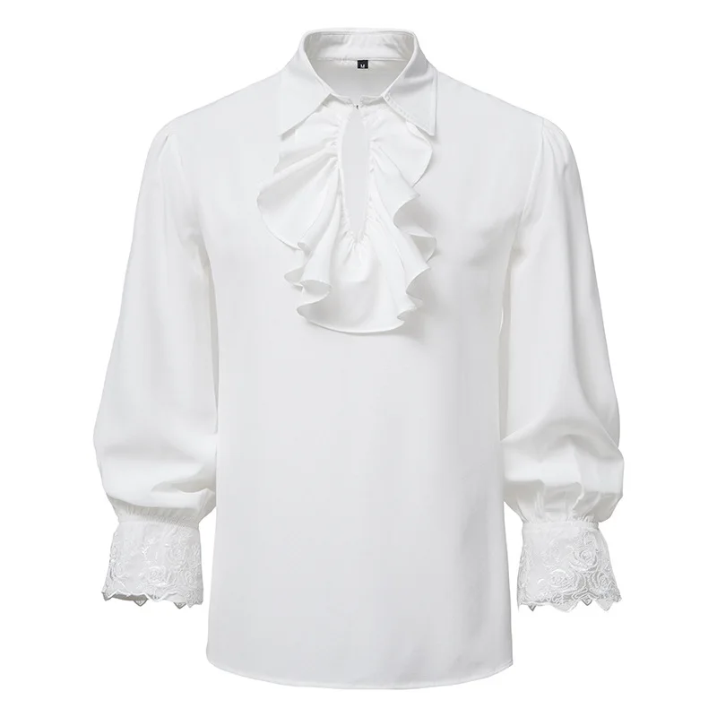 Mens Pirate Vampire Shirts Renaissance Victorian Medieval Gothic Shirt Men Party Halloween Cosplay Shirt Male Camisa Masculina