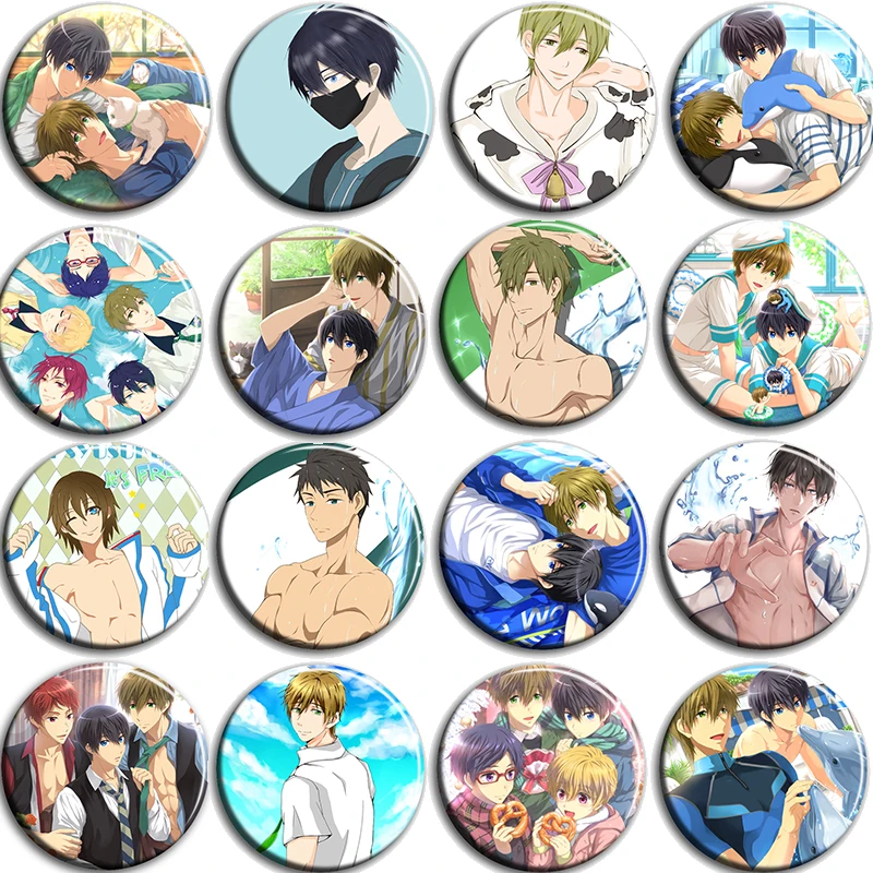 

16pcs/1lot Anime Free! Tachibana Makoto Hazuki Nagisa Figure 867 Metal Badges Round Brooch Pin Bedge Gifts Kids Collection Toy