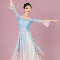 classical stage chinese costumes pants dress elegant practice clothes womens long trumpet sleeve performance dancer outfit
