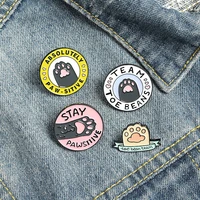 student cartoon cat paw brooch backpack collar paint pin animal paw cute enamel black cat badge lapel pin
