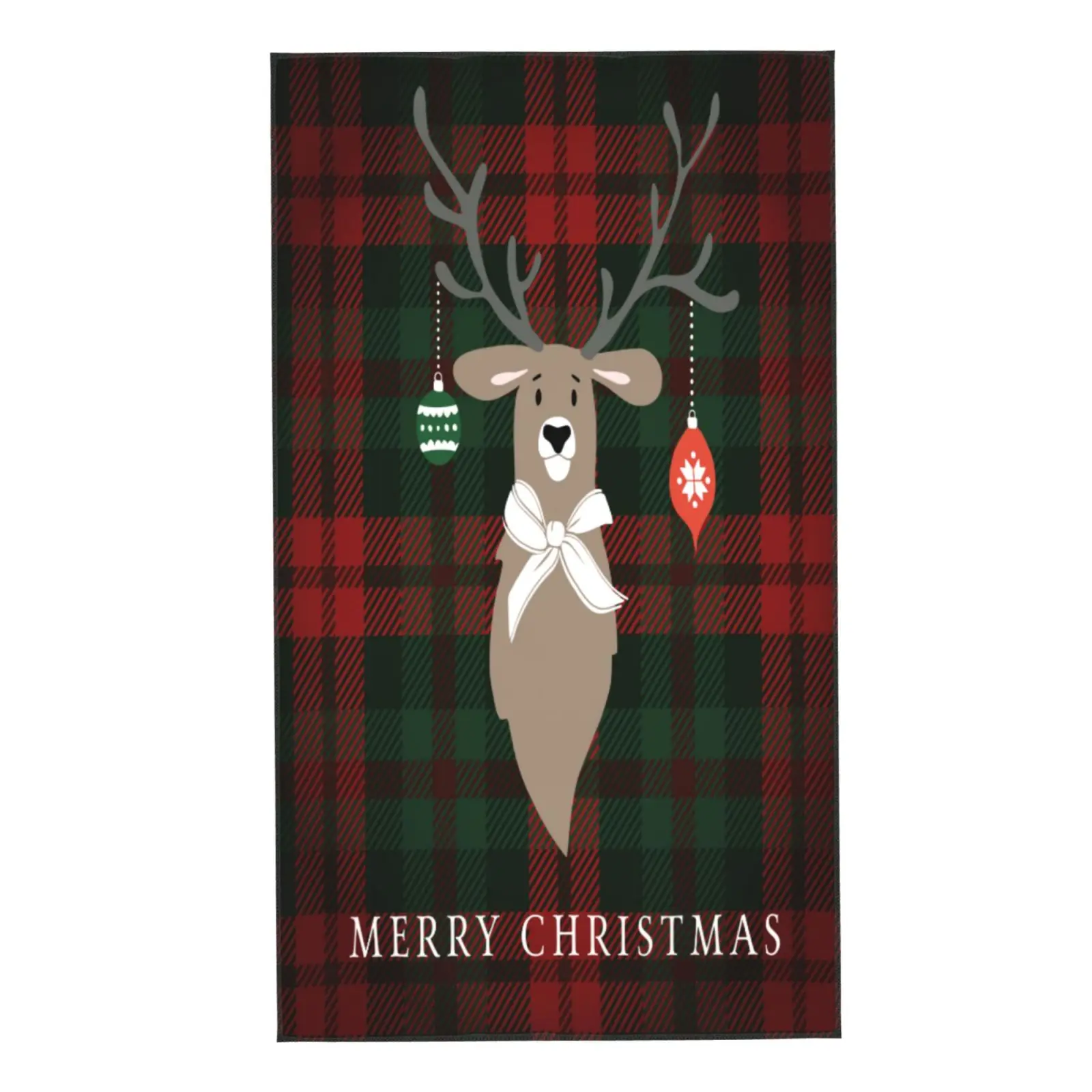 

Face Towel Reindeer With Christmas Baubles Red Black Buffalo Plaids Soft Bath Hotel Spa Gym Sport Hand Towelstoalla gimnasio