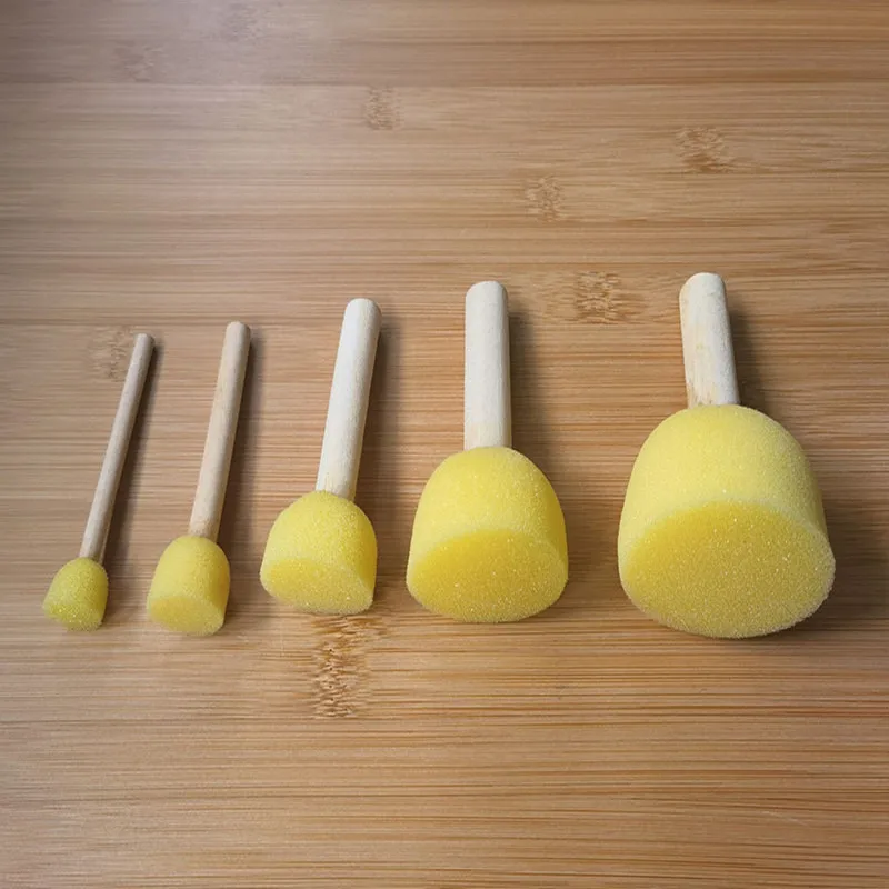 

5 pçs sortidas pintura redonda espuma esponja escova conjunto ferramentas de pintura stippler para crianças pintura artesanato