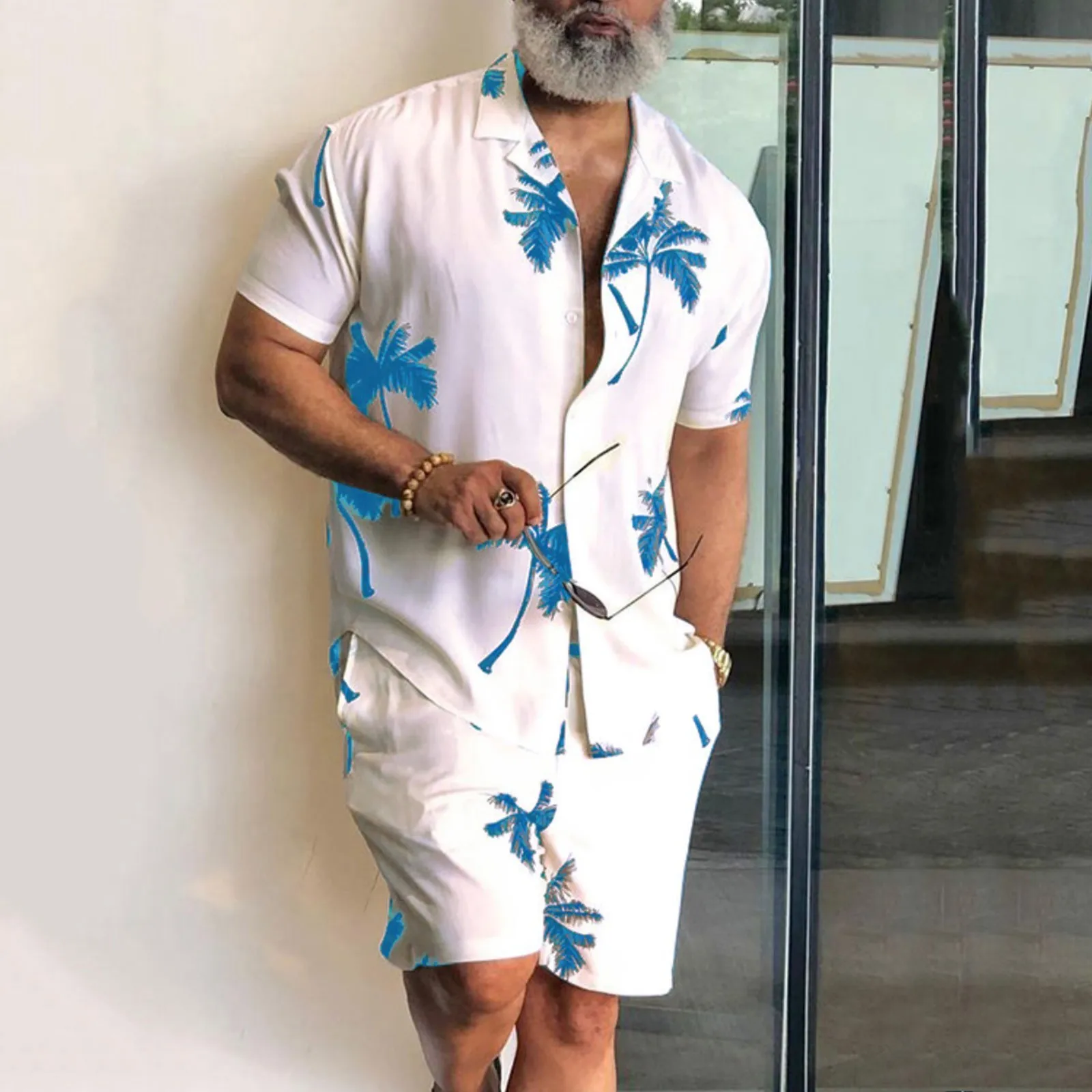 African Print Shirt Suit Summer Man Short Sleeve Shirt Tracksuit  Top Men 2-Piece Set Hawaiian Beach Pants Fashion Vacation