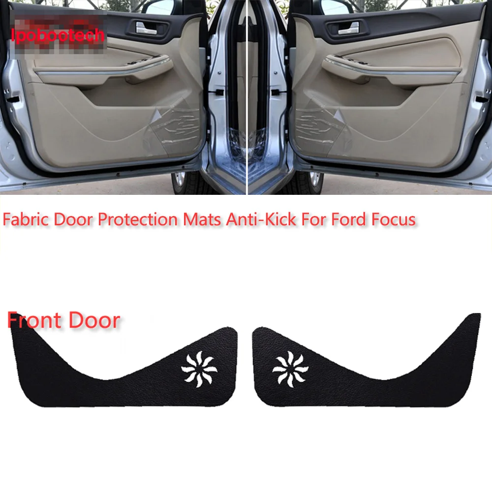 

4pcs Fabric Door Protection Mats Anti-kick Decorative Pads For Ford Focus
