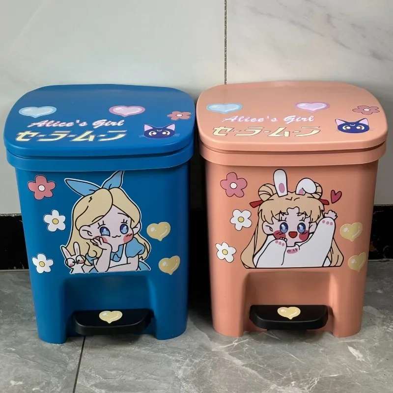 Мусорный бак Сейлор Мун для дома гостиной милая мультяшная педаль с крышкой