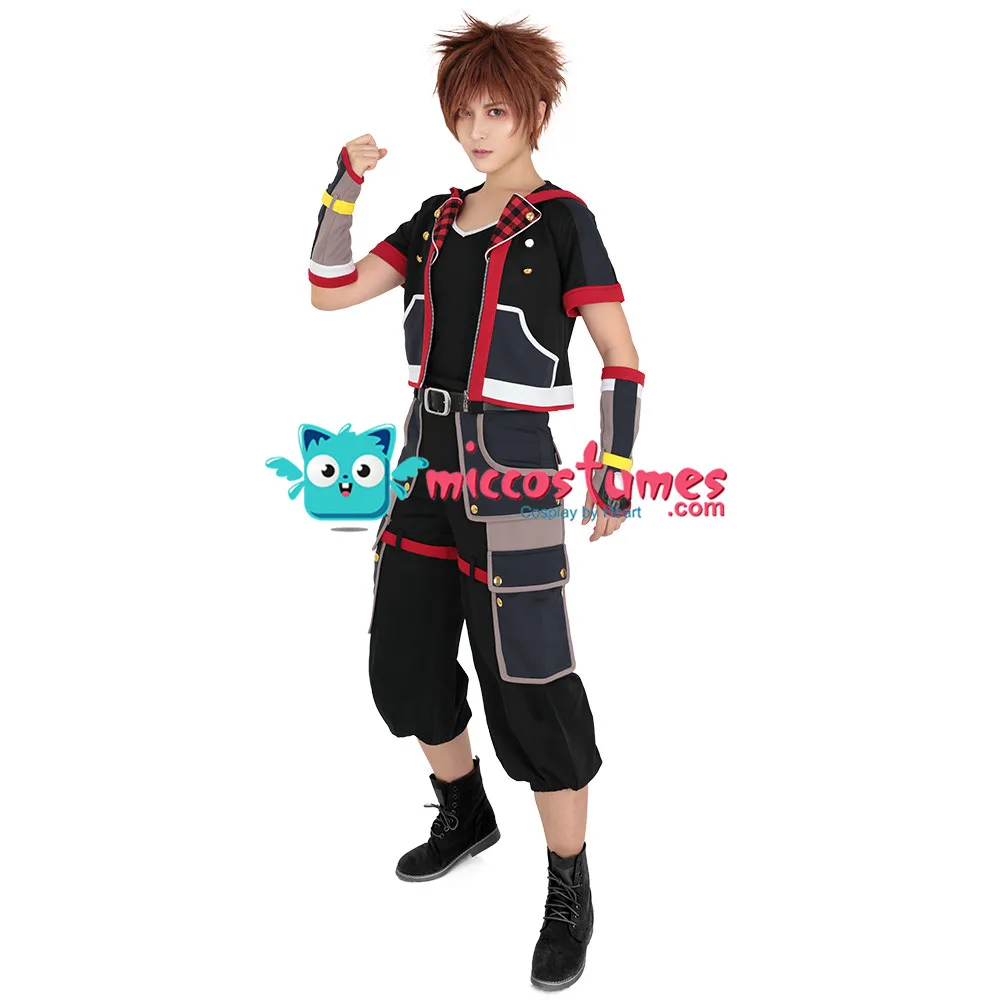 Men's Sora Cosplay Costume Halloween Outfit Jacket Pants Belt