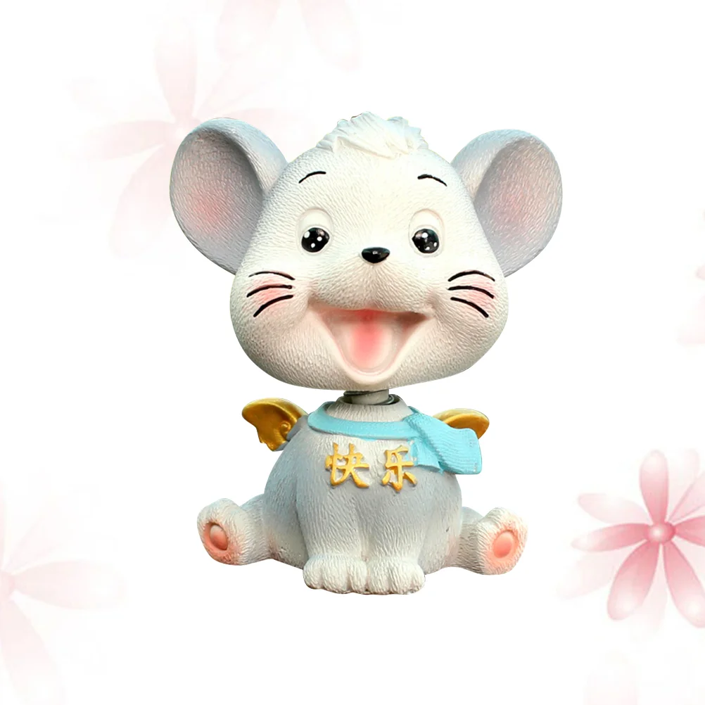 

Car Ornament Headshaking Resin Rat Shake Bobbleheads Toys Cartoon His Deer Decor