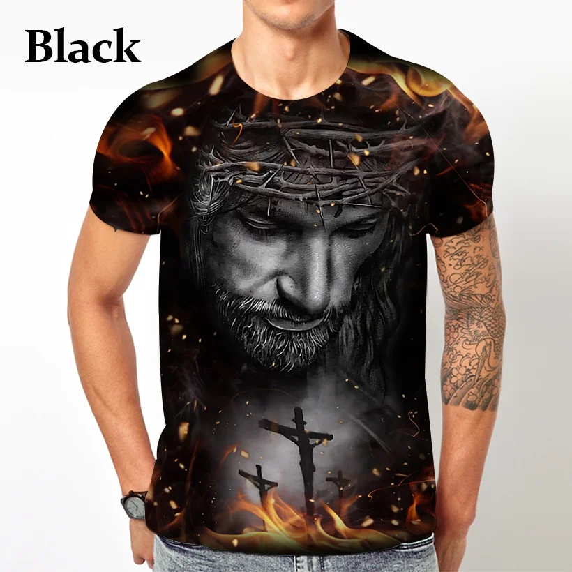 

Боже! Мужская и женская футболка с коротким рукавом The Cross Fashion 3D