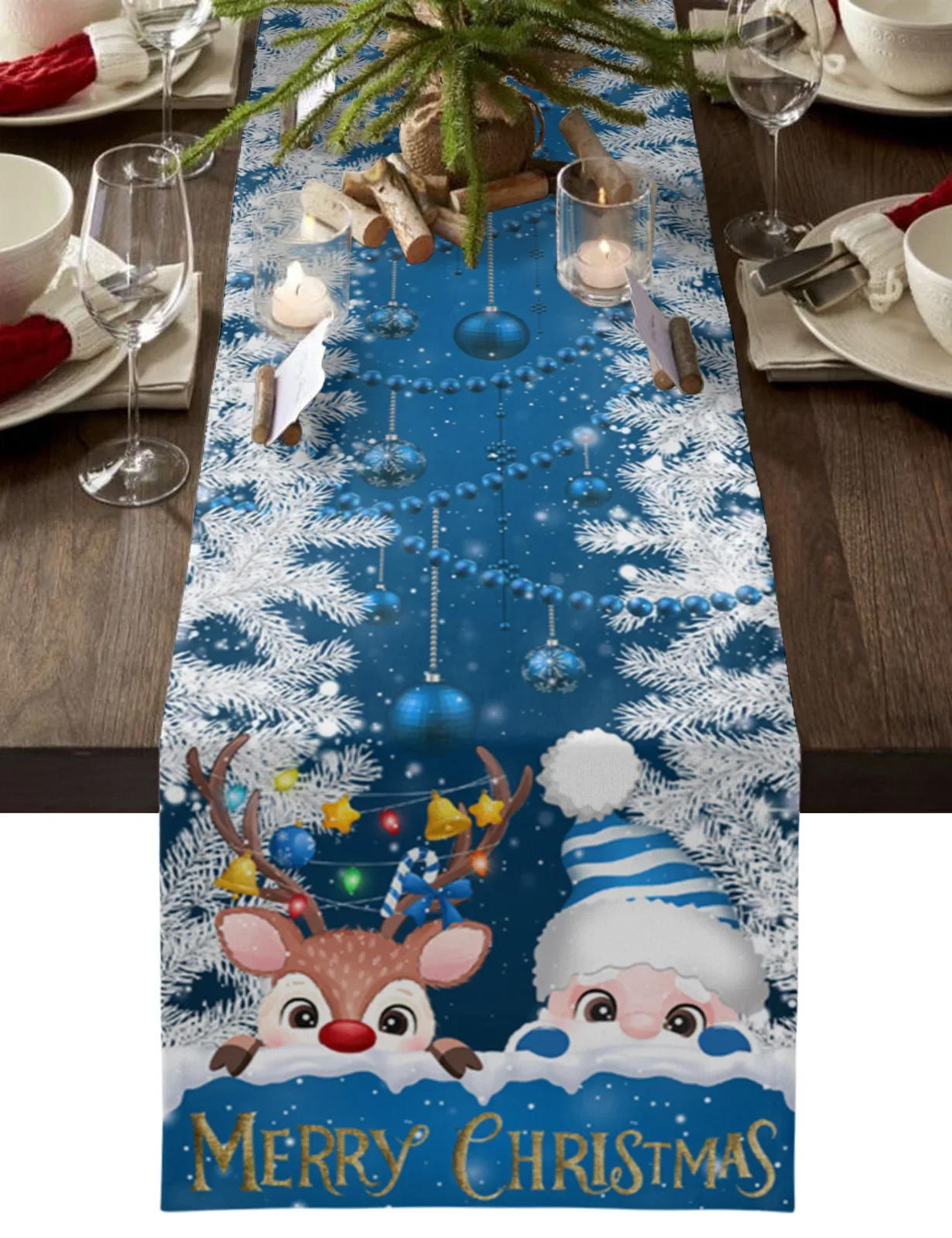 

Рождественский красный Санта-Клаус Лось шар фонарик скатерть для свадебного обеденного стола ткань салфетка под тарелку