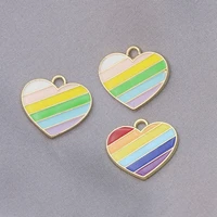 5pcs gold plated rainbow heart charm pendant jewelry diy making bracelet accessories necklace handmade 20x18mm