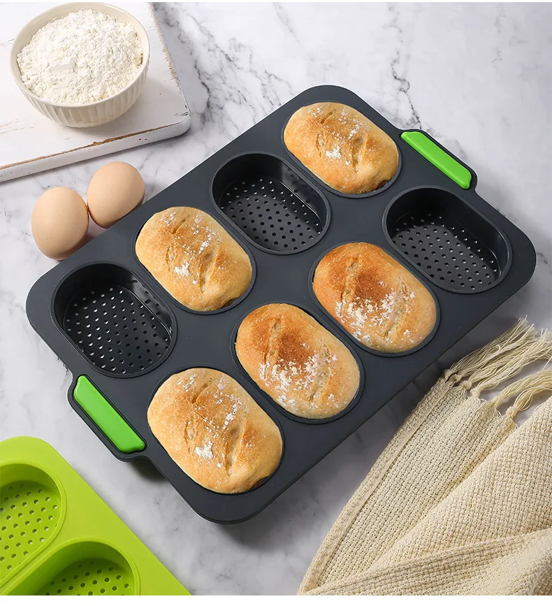 

4pcs/Set Oval Cake Mold Silicone 8 Grid 3 Slot Baguette Mold Rectangle Mould Baking Pan Bread Toast Mousse Cake Bakeware Tools