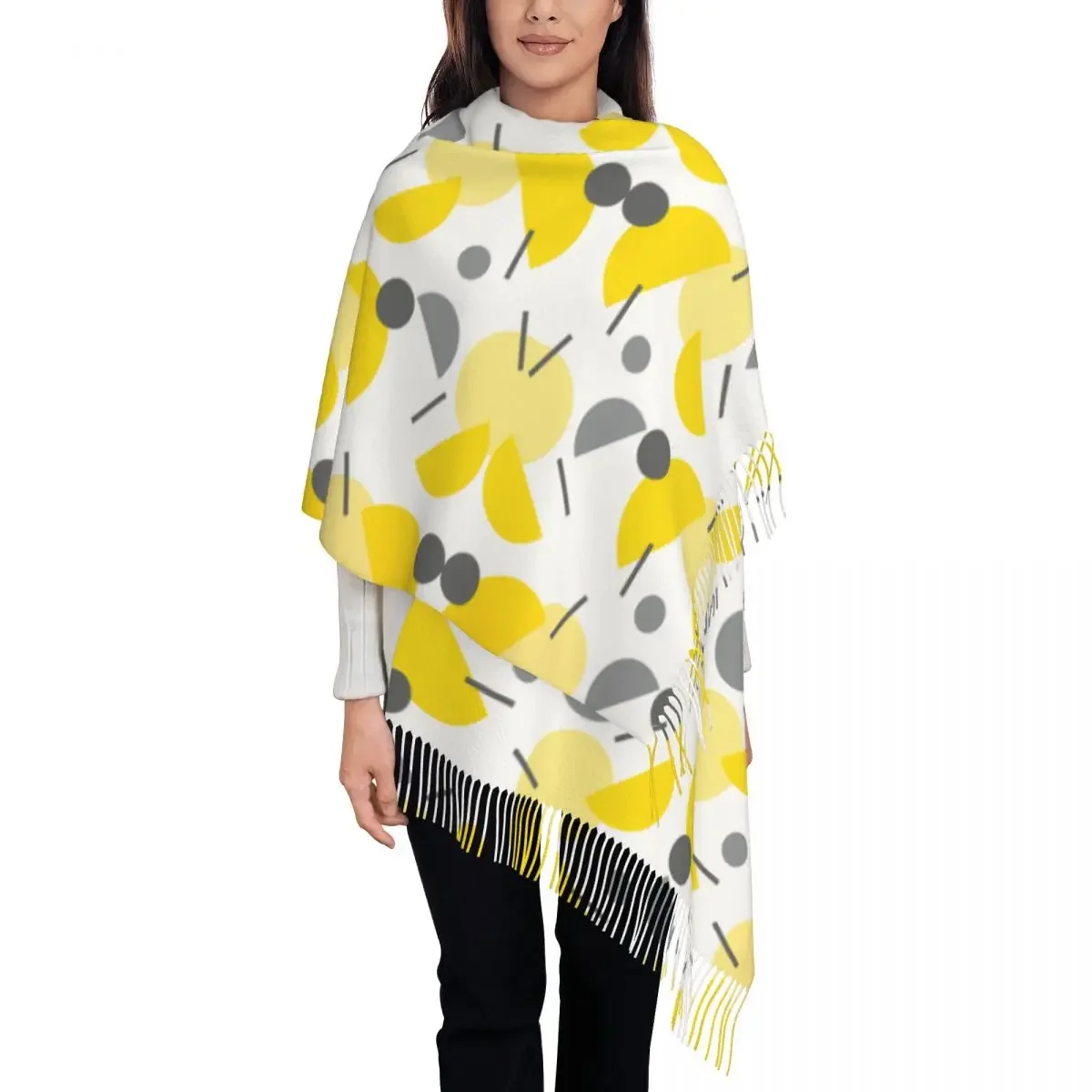 Индивидуальный Печатный теплый тон длинный ворс бахрома мужской шарф для женщин