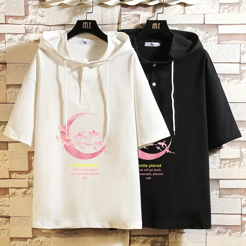 

Повседневные толстовки с коротким рукавом 2022, летняя белая, черная, хип-хоп свободная Мужская Уличная одежда для скейтборда в стиле панк, Од...