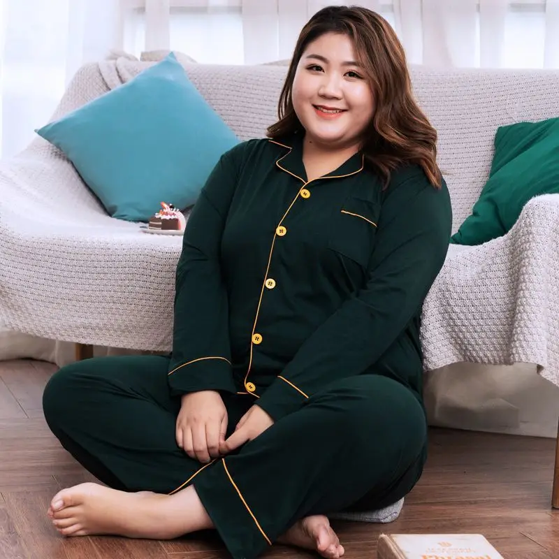 1 Fat sister plus-size pajamas women plus fat plus autumn and winter long-sleeved extra-large extra-large red wedding wear