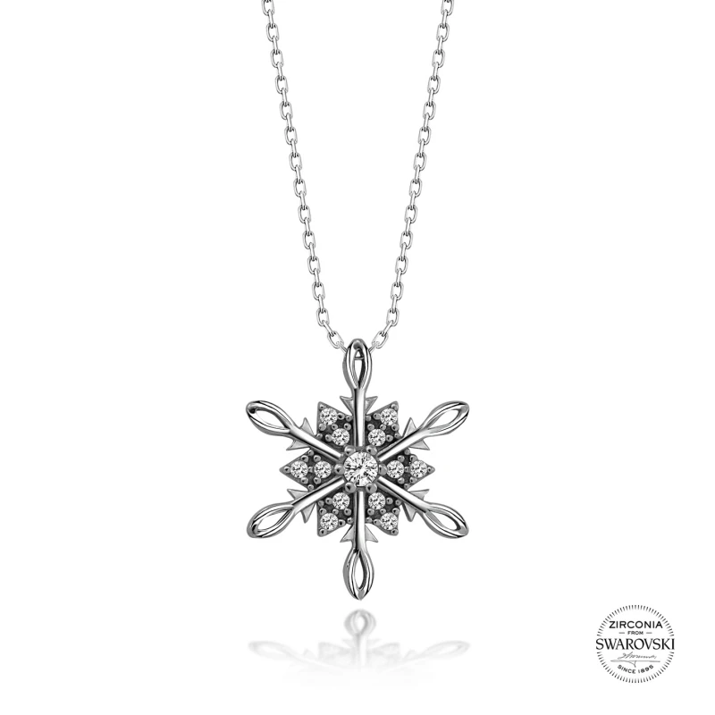 ?? シルバー925スターリングスワロフスキージルコニアキュービックジルコニアスノーフレークネックレス