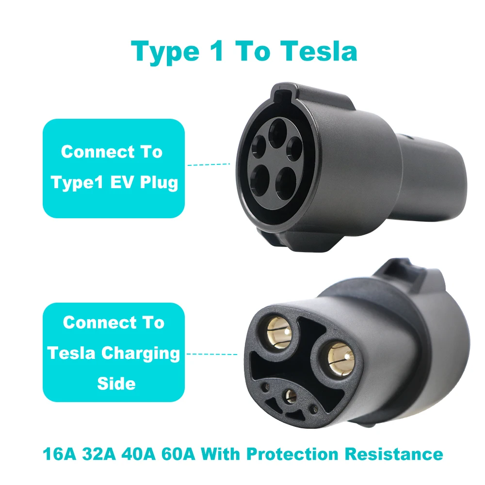 Адаптер EVSE Electric Vehicle EV Charger SAE J1772 Socket Type 1 To Tesla Connector Adapter For Charging on.