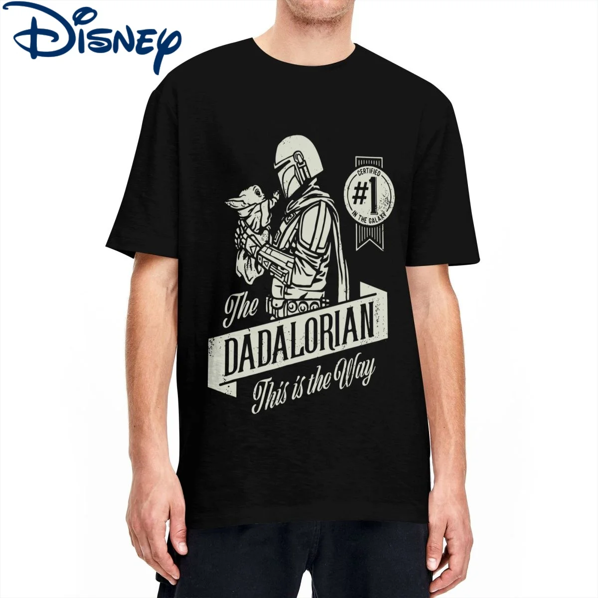Мужские футболки «Звездные войны Диснея», «мандалор», «Grogu Dadalorian», «День отца», футболка с круглым воротником, хлопковая Подарочная одежда