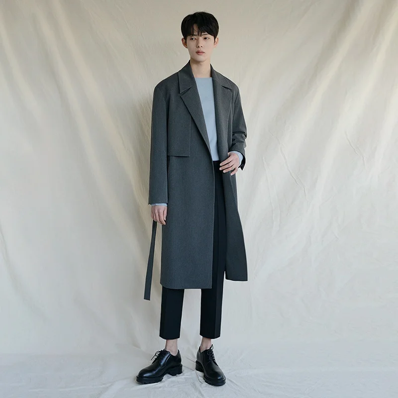 Мужская Повседневная ветровка средней длины трендовая Длинная до колена в