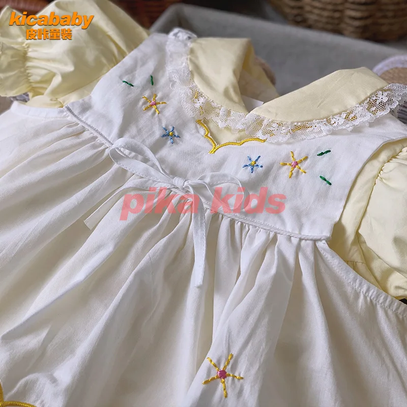 Новое летнее желтое платье Vtg для маленьких девочек испанское свадебное на день