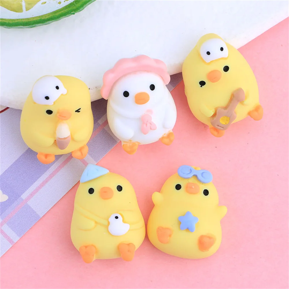 

20pcs Cute Resin Chicken Flatback Cabochon Phone Case Patch Accessory Cartoon Animal DIY Scrapbooking Ornament Handmade Material